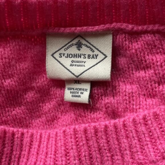 St. John's Bay Pink Crew Neck Sweater Textured Knit Design Women XL Acrylic - Picture 6 of 10